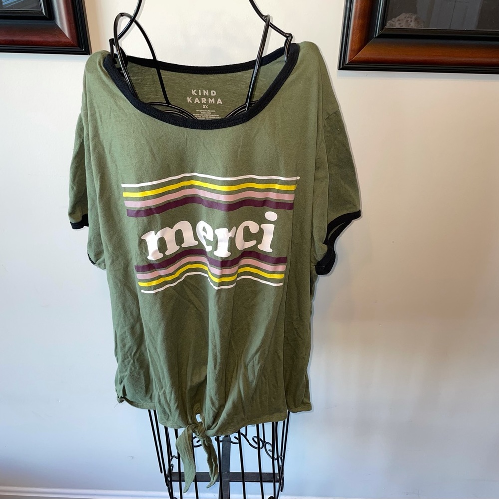 Kind Karma Tie Front Tee Shirt